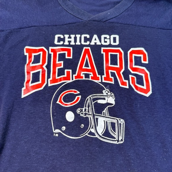 VTG Chicago Bears Champion Logo Helmet Shirt Sz Lg USA Made Single Stitch - Picture 2 of 9